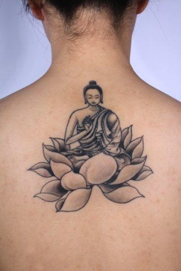 Tatuaż kwiat lotosu - Budda